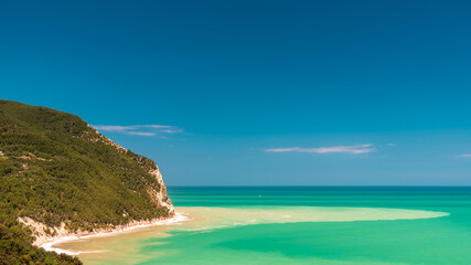 The beautiful sea of Sirolo in Conero after a big storm, Ancona province, Marche region.