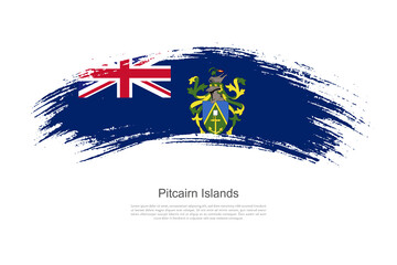 Curve style brush painted grunge flag of Pitcairn Islands country in artistic style