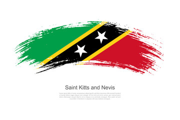 Curve style brush painted grunge flag of Saint Kitts and Nevis country in artistic style