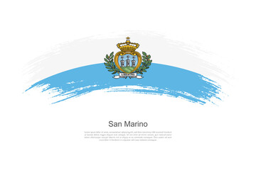Curve style brush painted grunge flag of San Marino country in artistic style