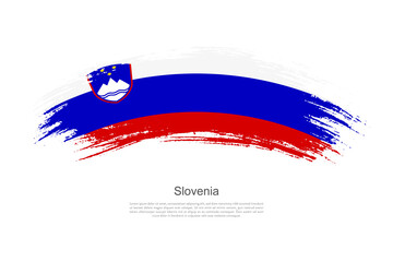 Curve style brush painted grunge flag of Slovenia country in artistic style