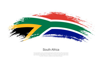 Curve style brush painted grunge flag of South Africa country in artistic style