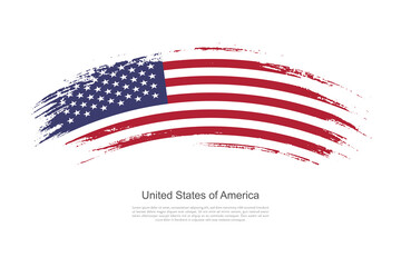 Curve style brush painted grunge flag of United States of America country in artistic style