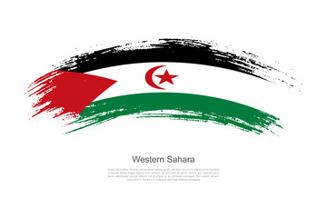 Curve style brush painted grunge flag of Western Sahara country in artistic style