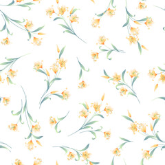 Beautiful Japanese lily seamless illustration pattern,