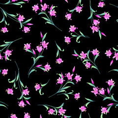 Fototapeta na wymiar Beautiful Japanese lily seamless illustration pattern,