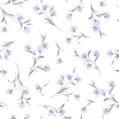 Beautiful Japanese lily seamless illustration pattern,