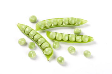 green pea vegetable bean isolated on white background
