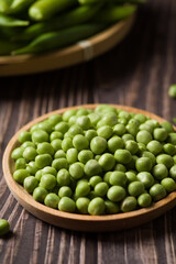 green pea vegetable bean  on wood background