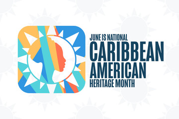June is National Caribbean American Heritage Month. Holiday concept. Template for background, banner, card, poster with text inscription. Vector EPS10 illustration.