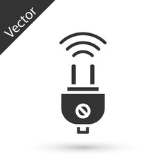 Grey Smart electric plug system icon isolated on white background. Internet of things concept with wireless connection. Vector