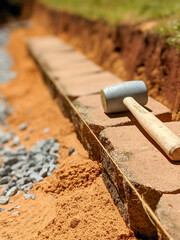 New Outdoor Retaining Wall Being Built