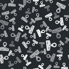 Grey Location fishing icon isolated seamless pattern on black background. Fishing place. Vector