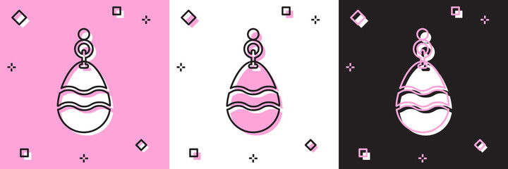 Set Fishing spoon icon isolated on pink and white, black background. Fishing baits in shape of fish. Fishing tackle. Vector