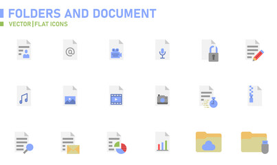 Folders and document icons for website, application, printing, document, poster design, etc.