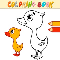Coloring book or page for kids. duckling black and white vector