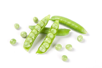 green pea vegetable bean isolated on white background