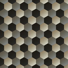 Textured hexagonal floor tiles in different shades.