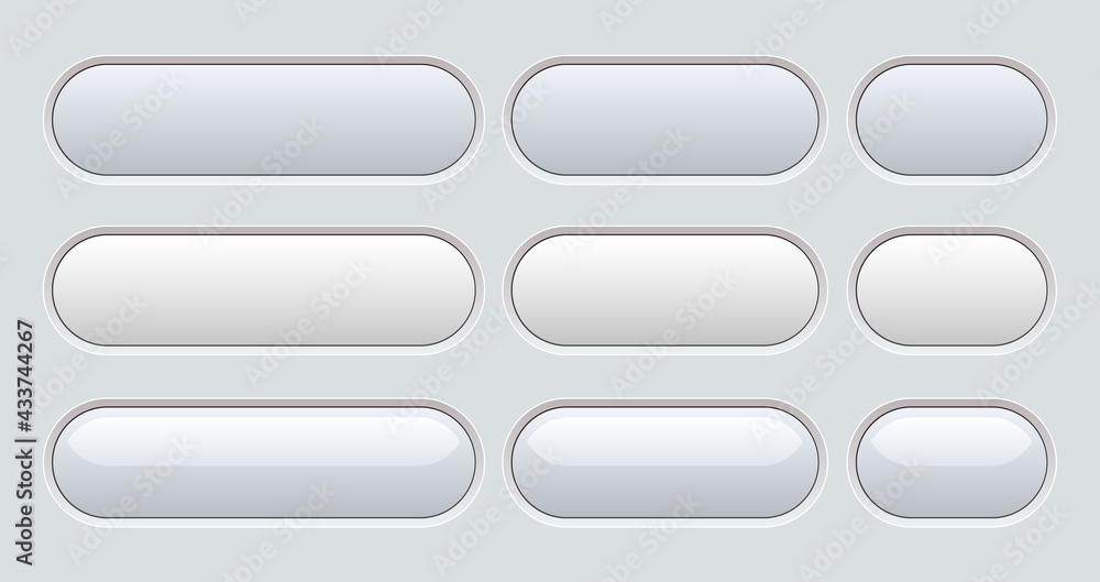 Poster Buttons white and grey isolated, interesting navigation  panel for website, editable vector illustration.
