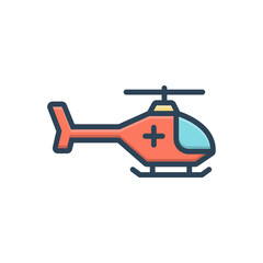 Color illustration icon for emergency helicopter