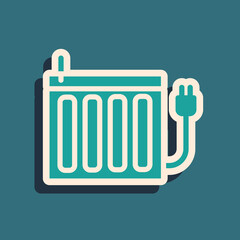 Green Heating radiator icon isolated on green background. Long shadow style. Vector