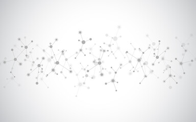 Illustration of molecular structure and genetic engineering, molecules DNA, neural network, scientific research. Abstract background for innovation technology, science, healthcare, and medicine