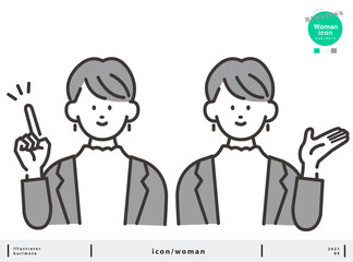 指差し 案内 ポーズ 女性イラスト ベクター  