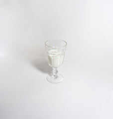glass of milk on white back ground