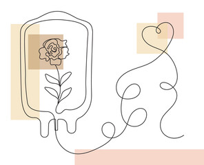 Boho dropper with rose inside. Bohemian donor day concept vector.