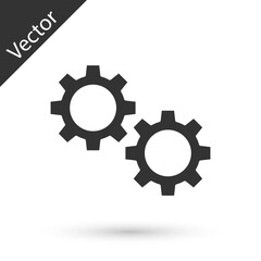 Grey Gear icon isolated on white background. Cogwheel gear settings sign. Cog symbol. Vector