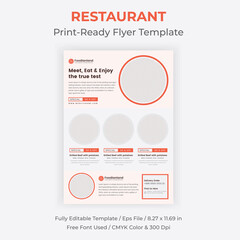 Naklejka na ściany i meble Food Restaurant Flyer Template For promoting Restaurant services company