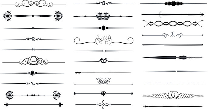 dividers, borders and frame lines vector set, icon, symbol, logo