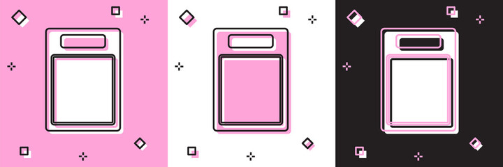 Set Cutting board icon isolated on pink and white, black background. Chopping Board symbol. Vector