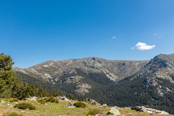 Hiking trail in the Barranca area in Navacerrada, Madrid, Spain