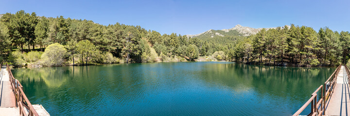Hiking trail in the Barranca area in Navacerrada, Madrid, Spain