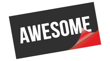 AWESOME text on black red sticker stamp.