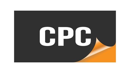 CPC text written on black orange sticker.