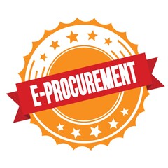 E-PROCUREMENT text on red orange ribbon stamp.
