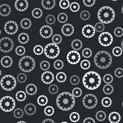 Grey Chakra icon isolated seamless pattern on black background. Vector