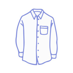 Shirt for Men Front View Boutique Wardrobe Business Style Uniform Wear on White Background Flat Graphic Illustration