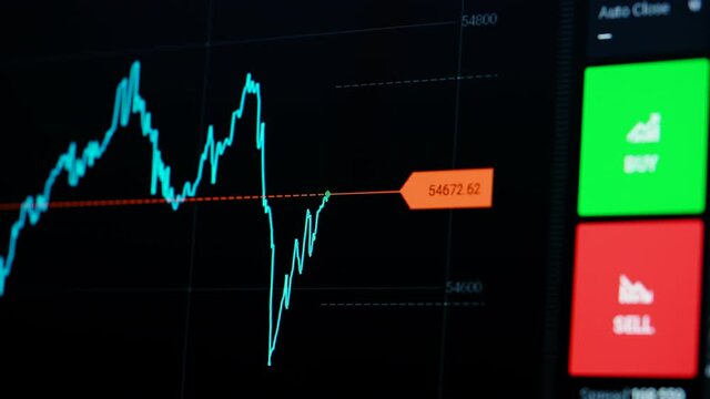 Graph of crypto currency online. Quotes of eth and btc at stock exchange. Stock exchange market chart of ethereum. View at the app on the screen of the laptop or pc. Close up.