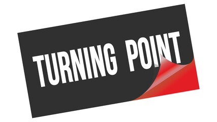 TURNING  POINT text on black red sticker stamp.