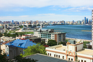 Baku city. Azerbaijan. 2019 year. Nice view of the city from the territory of Bailov.
