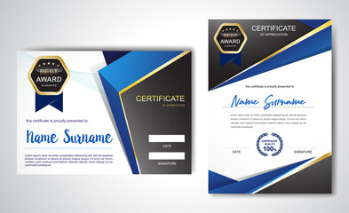 Certificate template clean and modern for diploma, official or different awards Vector illustration