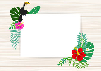 ハイビスカスとトロピカルな夏の背景フレーム