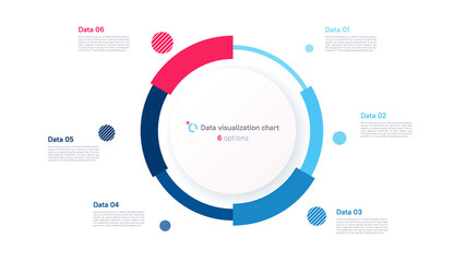 Vector pie chart infographic template in the form of pie chart divided by six parts