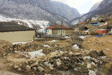 The village of Gyzdakhnya. Azerbaijan. Small village in the mountains.