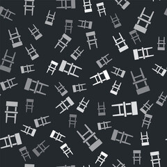 Grey Chair icon isolated seamless pattern on black background. Vector