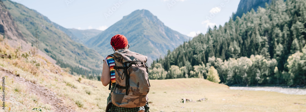 Poster hiker in the mountains