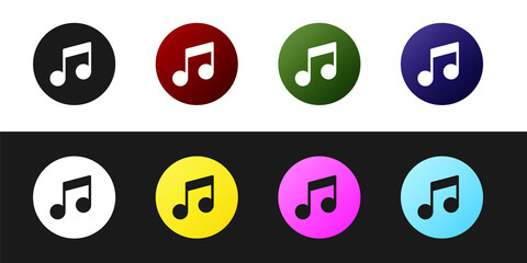 Set Music note, tone icon isolated on black and white background. Vector